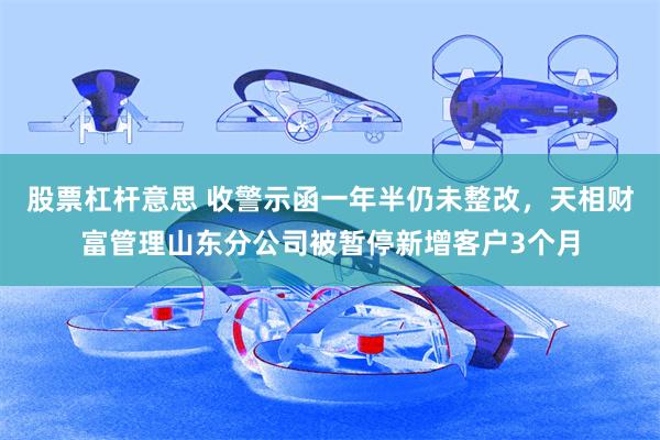 股票杠杆意思 收警示函一年半仍未整改，天相财富管理山东分公司被暂停新增客户3个月